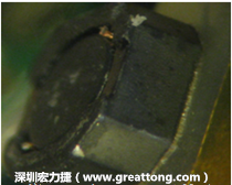 使用銀(Ag)鍍層的電源電感器(Power Inductors)，經(jīng)過(guò)推力測(cè)試后，零件端點(diǎn)上已經(jīng)看不到任何鍍層的痕跡了，所以其耐推力就比較小。
