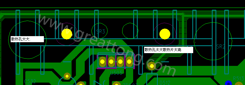 PCB設(shè)計(jì)中，散熱孔散熱片設(shè)計(jì)不當(dāng)，造成很多電源板斷裂