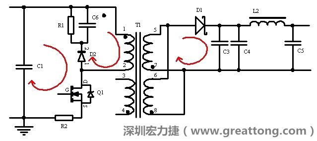 元件布局的時候，要優(yōu)先考慮高頻脈沖電流和大電流的環(huán)路面積，盡可能地減小,以抑制開關電源的輻射干擾
