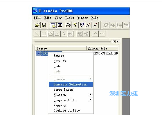 4．右鍵點擊 Serial.EDF 文件，選擇 Generate Schamatics：
