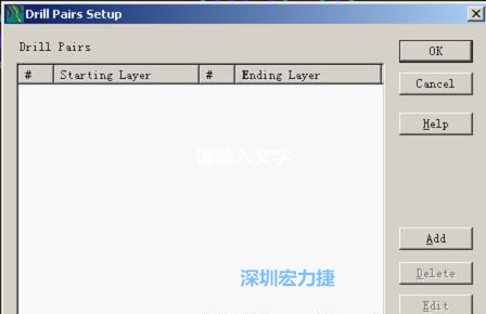 如果是盲孔或埋孔板，則還須點擊菜單Setup→Drill Partis調出鉆孔對設置窗口，看有無按孔的屬性設置好鉆孔層，如無則須作相應的添加或調整。