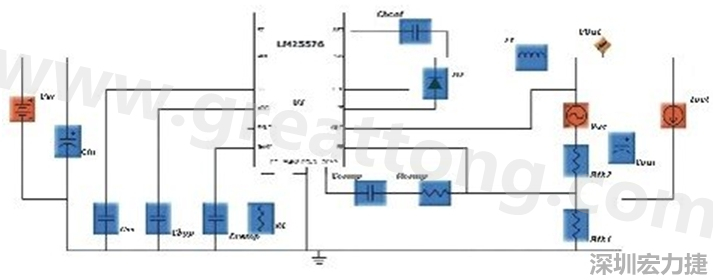 參考圖1的電流通路：把FET在導(dǎo)通狀態(tài)下流經(jīng)的通路標(biāo)記為紅色；把FET在關(guān)斷狀態(tài)下的迴路標(biāo)記為綠色。
