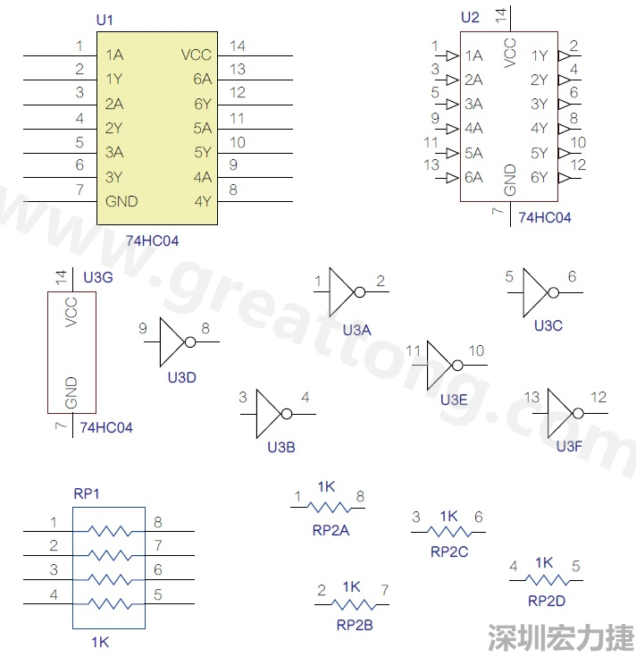 圖1 半導(dǎo)體元件供應(yīng)商所畫的電路圖符號是模擬元件的接腳圖，而非訊號流程。