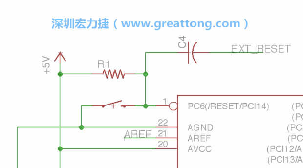 很多PCB設(shè)計者的設(shè)計不符合人體工學，他們使用很小的按鈕、不方便的元件配置和難以解讀的標簽，千萬不要變成這樣！這次我們的設(shè)計有一個大小合適的重置按鈕（reset button）和可以清楚辨認是否已經(jīng)接上電源的LED指示燈。