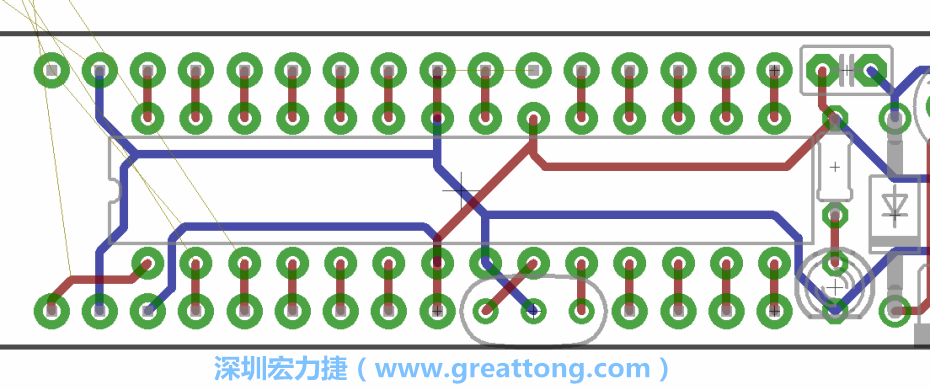 如果可以的話盡量讓接地線保持在電路板的背面，這樣它們就可以在可能范圍內(nèi)和最大的接地面連結(jié)在一起。