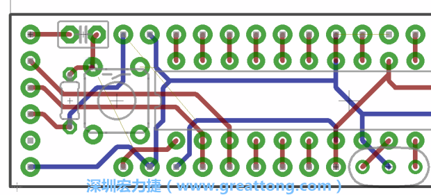 4.2. 然后在電路板的背面進(jìn)行布線。