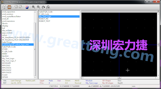 進行相同的程序， 目前這個Library IT_robot_logo_new.mod就包含了多個footprint于其內(nèi)。